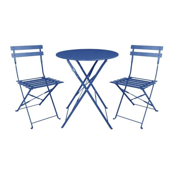 Bolero Perth Pavement Style Folding Chairs Dark Navy (Pack of 2)