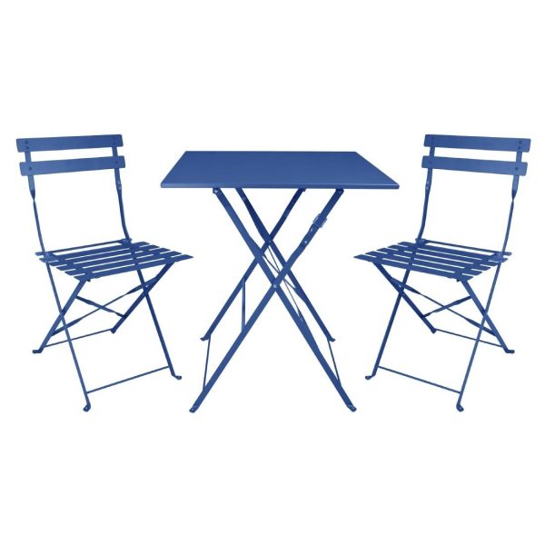 Bolero Perth Pavement Style Folding Chairs Dark Navy (Pack of 2)
