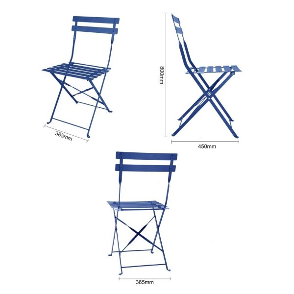 Bolero Perth Pavement Style Folding Chairs Dark Navy (Pack of 2)