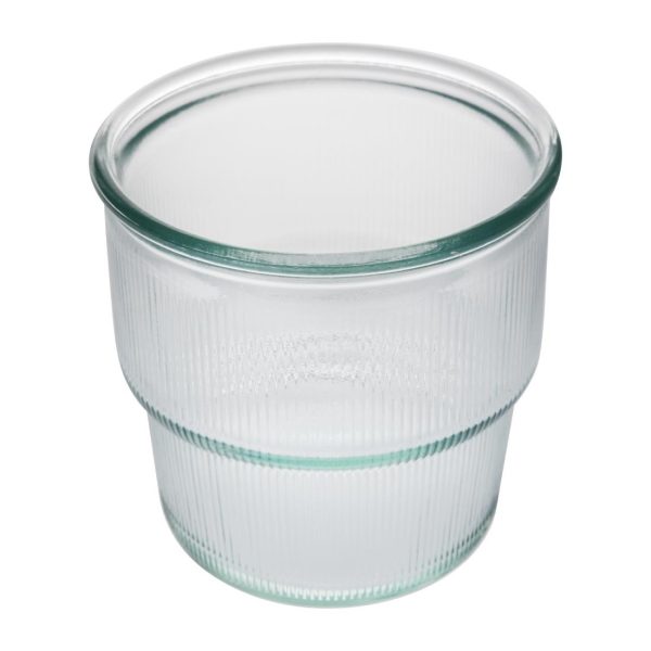 Olympia Recycled Glass Ribbed Stackable Tumblers 300ml (Pack of 6)
