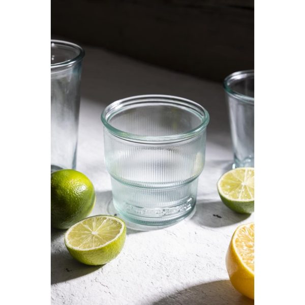 Olympia Recycled Glass Ribbed Stackable Tumblers 300ml (Pack of 6)