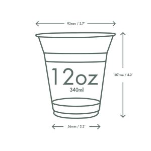 Vegware Compostable PLA Cold Cup 96-Series 12oz (Pack of 1000)