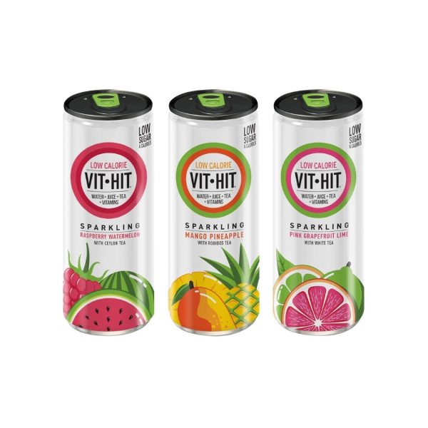 VITHIT Sparkling Mango & Pineapple Vitamin Water 330ml (Pack of 12)