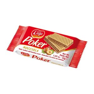 Lago Poker Hazelnut Cream Wafers 45g (Pack of 20)