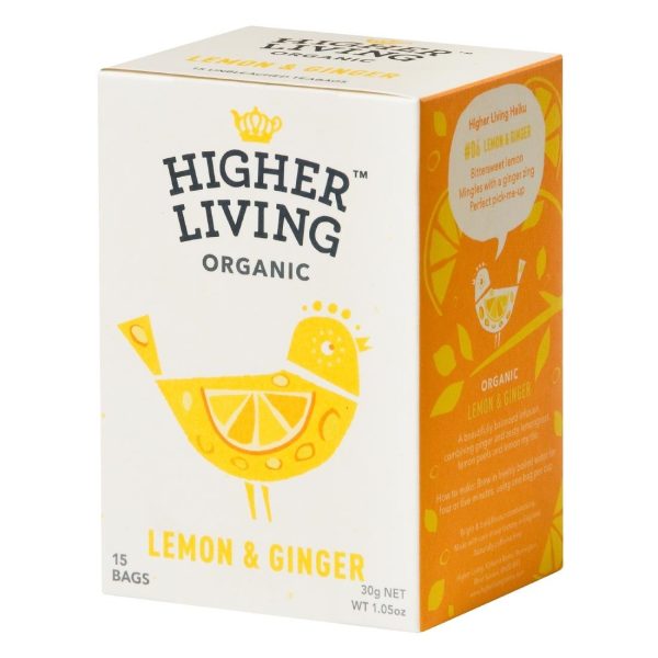 Higher Living Lemon & Ginger Organic Teabags (Pack of 60)