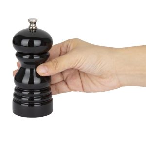 Olympia Salt Or Pepper Grinder Black Hevea Wood 125mm