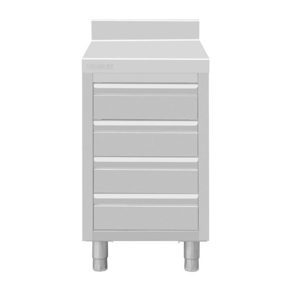 Vogue Stainless Steel 4 Drawer Workstation with 100mm Upstand