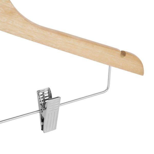 Bolero Wooden Hanger with Anti-Slip Clips (Pack of 10)