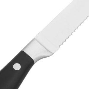Olympia Premium Riveted Steak Knives with Black ABS Handles (Pack of 6)