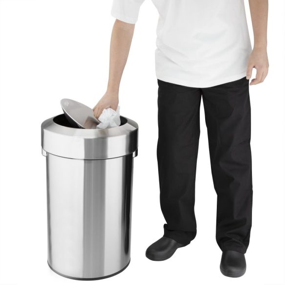Bolero Brushed Steel Bin with Swing Lid 70Ltr