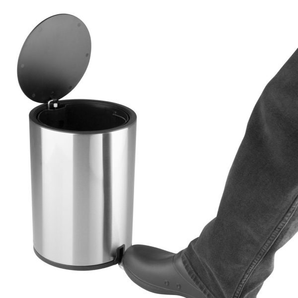 Jantex Round Brushed Steel Pedal Bin 3Ltr