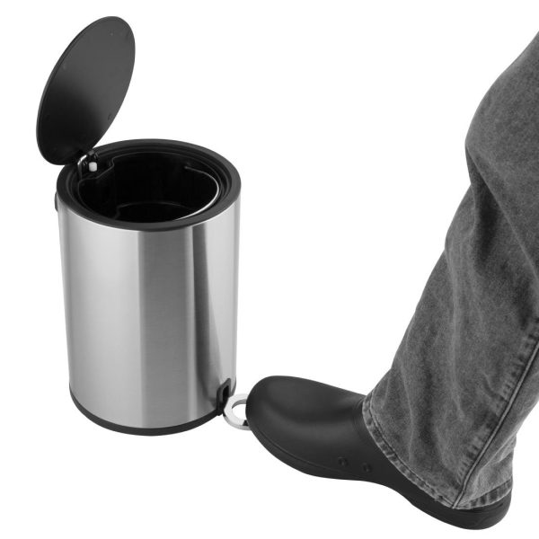 Jantex Round Brushed Steel Pedal Bin 6Ltr