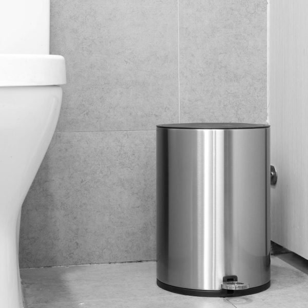 Jantex Round Brushed Steel Pedal Bin 6Ltr