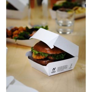 Notpla Clamshell Burger Boxes – White (Pack of 200)
