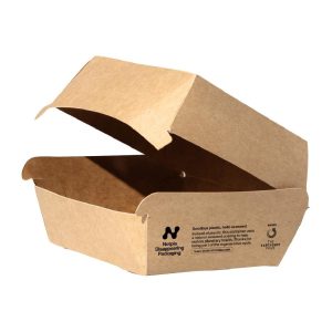 Notpla Clamshell Burger Boxes – Kraft (Pack of 200)
