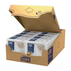 Tork Premium Linstyle 1/4 Fold Napkins White/Black 39x39cm (Pack of 700)