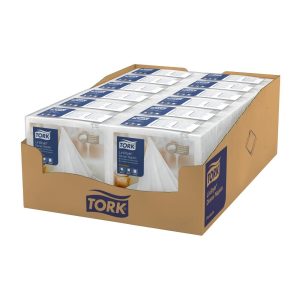 Tork Premium Linstyle 1/4 Fold Napkins White/Black 39x39cm (Pack of 700)