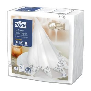 Tork Premium Linstyle 1/4 Fold Napkins White/Black 39x39cm (Pack of 700)