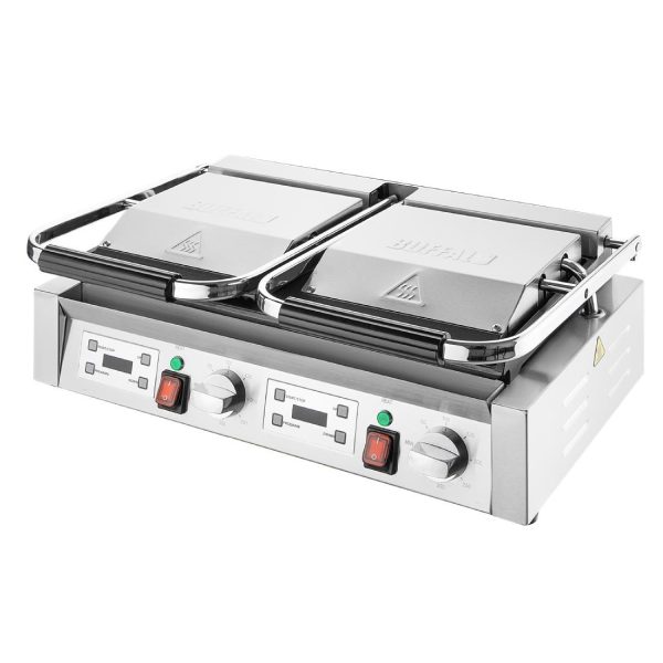 Buffalo Double Contact Grill Flat Base Ribbed Top Plate