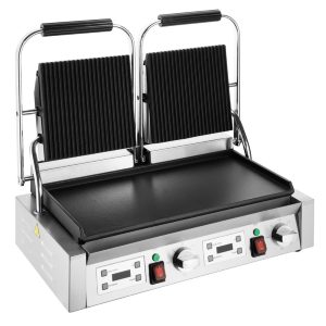 Buffalo Double Contact Grill Flat Base Ribbed Top Plate