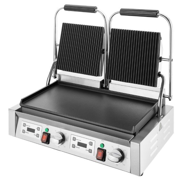 Buffalo Double Contact Grill Flat Base Ribbed Top Plate