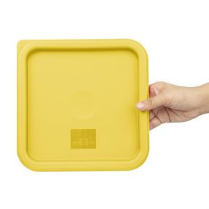 Hygiplas Square Food Storage Container Lid Yellow Medium