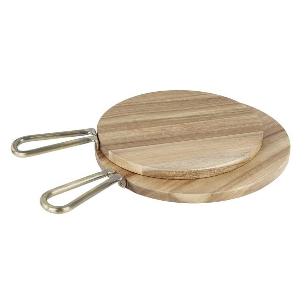 Olympia Round Paddle Board Acacia Wood With Metal Handle 458x305mm