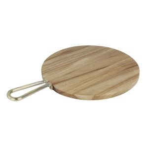 Olympia Round Paddle Board Acacia Wood With Metal Handle 505x356mm