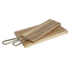 Olympia Rectangular Paddle Board Acacia Wood with Metal Handles 615x260x20mm