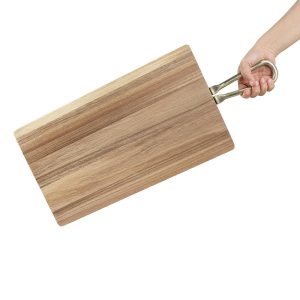 Olympia Rectangular Paddle Board Acacia Wood with Metal Handles 615x260x20mm