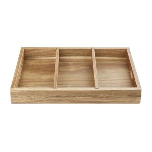 Olympia 3 Section Cutlery Tray Acacia Wood