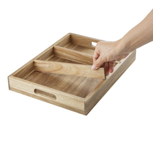 Olympia 3 Section Cutlery Tray Acacia Wood