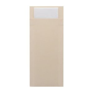 Europochette Classic Size Cream Cutlery Pouch with White 2ply Napkin (500 pack)