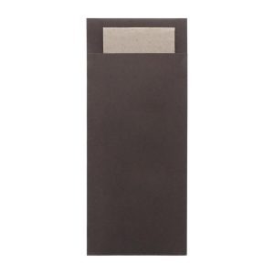 Europochette Classic Size Chocolate Brown Cutlery Pouch with Kraft 2ply Napkin (500 pack)