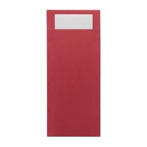 Europochette Classic Size Beet Red Cutlery Pouch with White 2ply Napkin (500 pack)