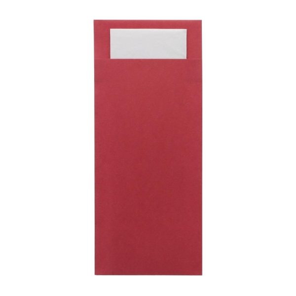 Europochette Classic Size Beet Red Cutlery Pouch with White 2ply Napkin (500 pack)