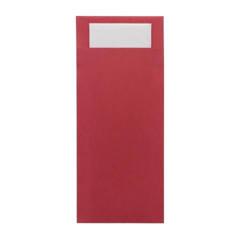 Europochette Classic Size Beet Red Cutlery Pouch with White 2ply Napkin (500 pack)