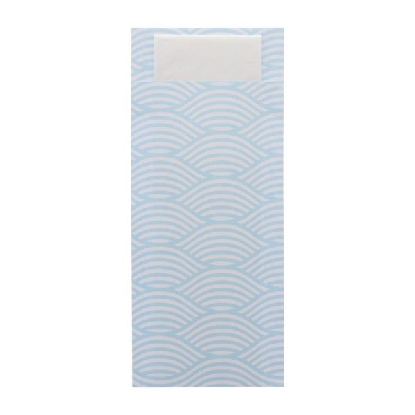 Europochette Classic Size Coastal Cutlery Pouch with White 2ply Napkin (500 pack)