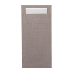 Europochette Extra Size Greige Cutlery Pouch with White Airlaid Napkin (200 pack)