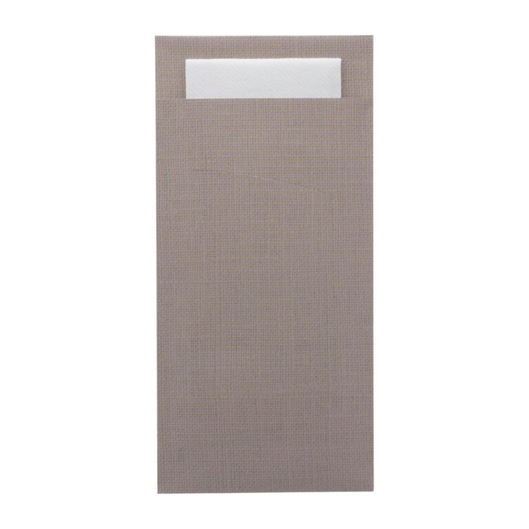Europochette Extra Size Greige Cutlery Pouch with White Airlaid Napkin (200 pack)