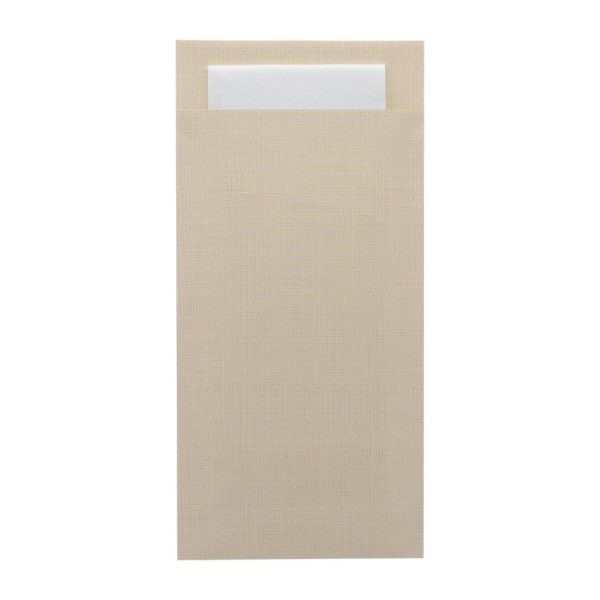 Europochette Extra Size Champagne Cutlery Pouch with White Airlaid Napkin (200 pack)