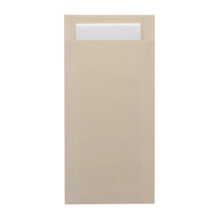 Europochette Extra Size Champagne Cutlery Pouch with White Airlaid Napkin (200 pack)