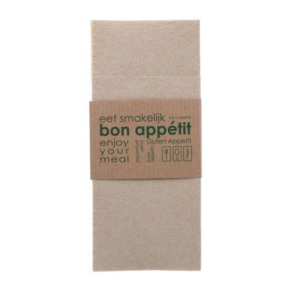 Europochette Kangaroo Fold Soft Kraft Napkins with Paper Sleeve (50 pack)