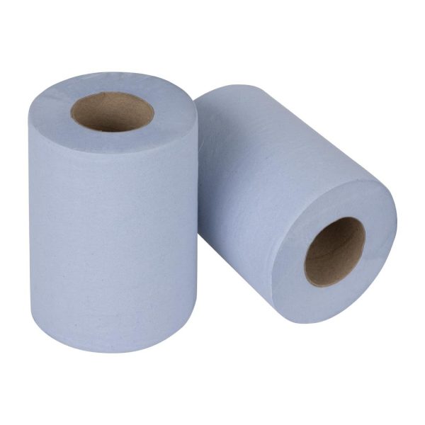 Nisbets Essentials Centrefeed Blue Rolls 2-Ply 320 Sheets (2 pack)
