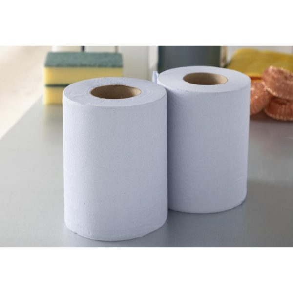 Nisbets Essentials Centrefeed Blue Rolls 2-Ply 320 Sheets (2 pack)