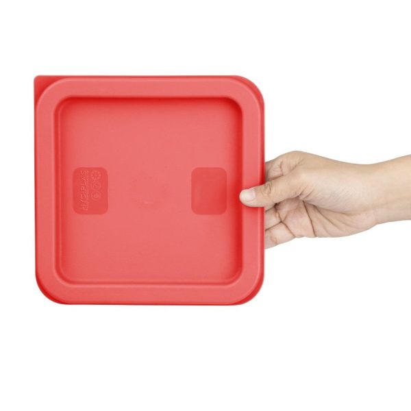 Hygiplas Square Food Storage Container Lid Red Small