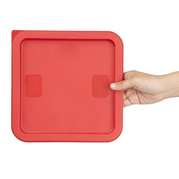 Hygiplas Square Food Storage Container Lid Red Medium