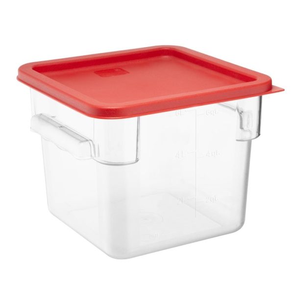 Hygiplas Square Food Storage Container Lid Red Medium