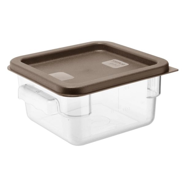 Hygiplas Square Food Storage Container Lid Brown Small
