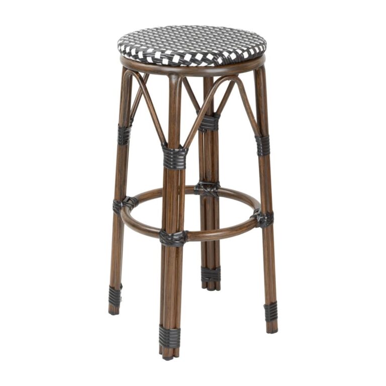 Bolero Parisian Style PE Rattan Bar Stools Black Dot Mix (2 Pack)